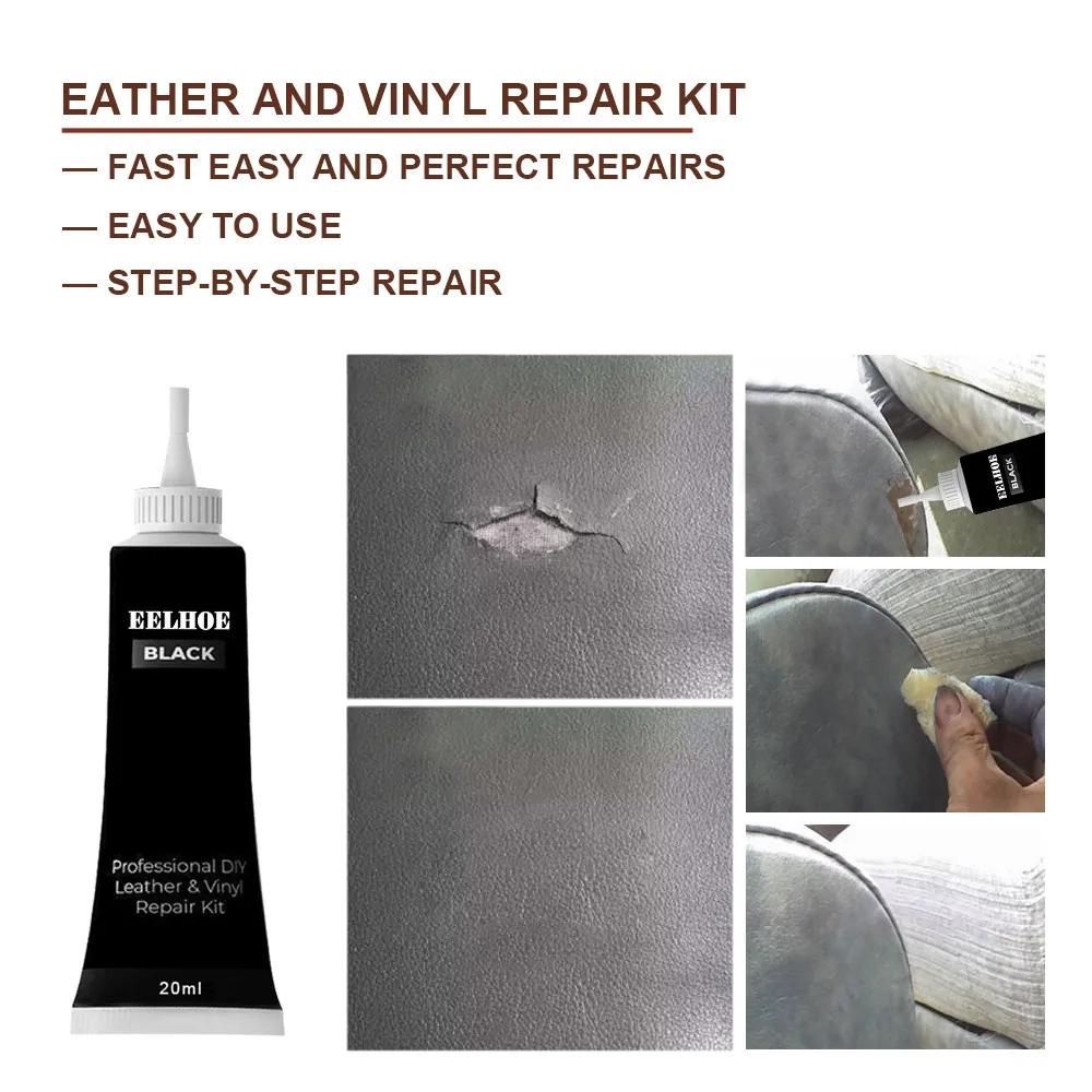 Комплект для ремонта черной кожи и винила-мебель диван автомобильные сиденья