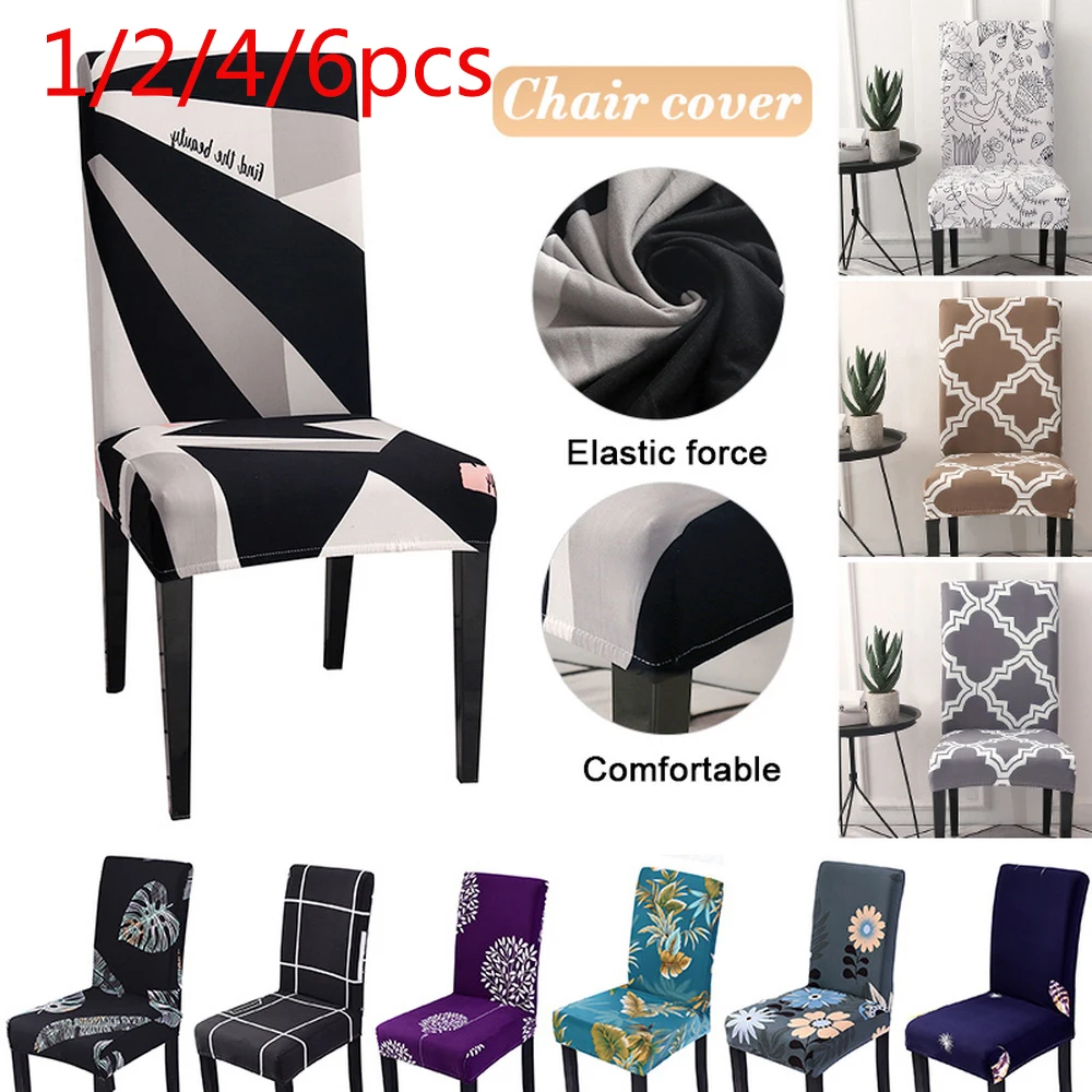 

1/2/4/6pcs Flower Printing Removable Chair Cover Stretch Elastic Slipcovers For Weddings Banquet Folding Hotel Chair Covering