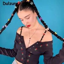 В стиле Харадзюку, с цветочным рисунком печати длинный вязаный кардиган Демисезонный шикарное ожерелье с натуральным жемчугом, однобортное пальто Свитер с длинными рукавами пальто трикотаж для улицы Для женщин