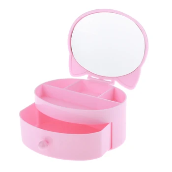 

Plastic Jewelry Box Organizer Case Bracelet Necklace Container W/ Mirror