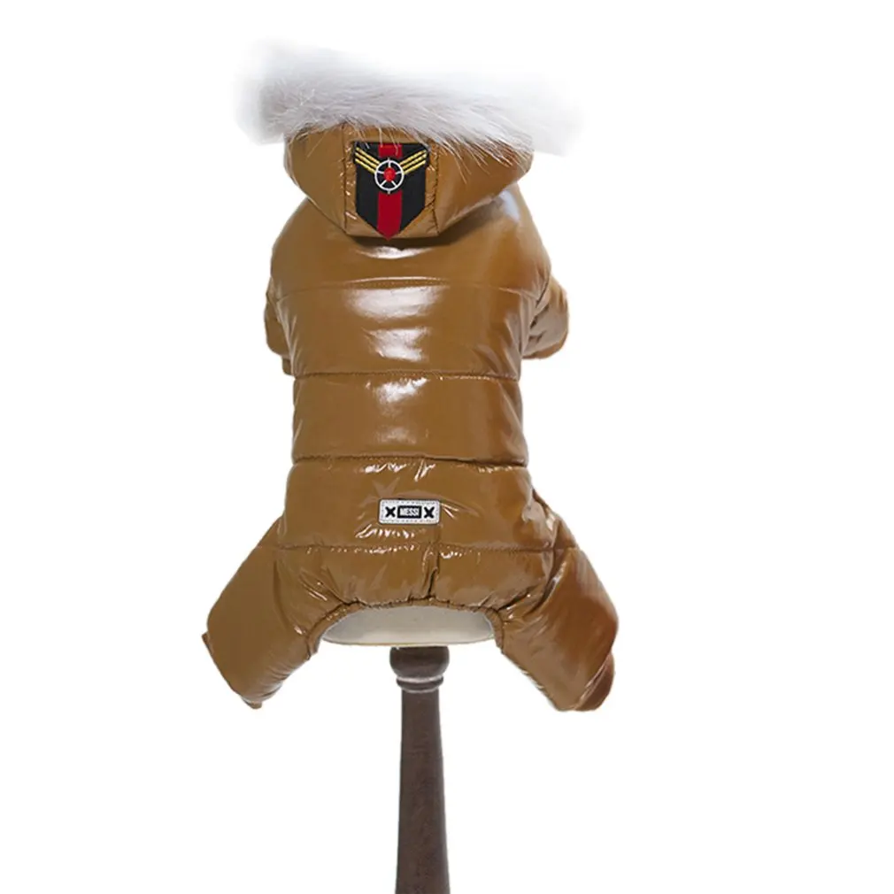 New Pet Dogs Coat Dog Clothes PU Leather Cotton Padded Hooded Jacket Four Legs Comfortable Thick Warm Winter Coat