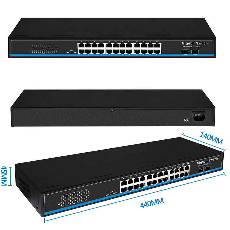 16 портов 24 порта RJ45 Gigabit Ethernet коммутатор lan коммутатор ethernet коммутатор с 2 гигабитными SFP для ip-камеры AP беспроводной