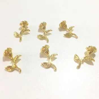 

20Pcs Rose Nail Art Decorations Bling 3d Flower Accessoires Gold Stud Big Manicure Metal Nailart Supply Spring Nails for Charms