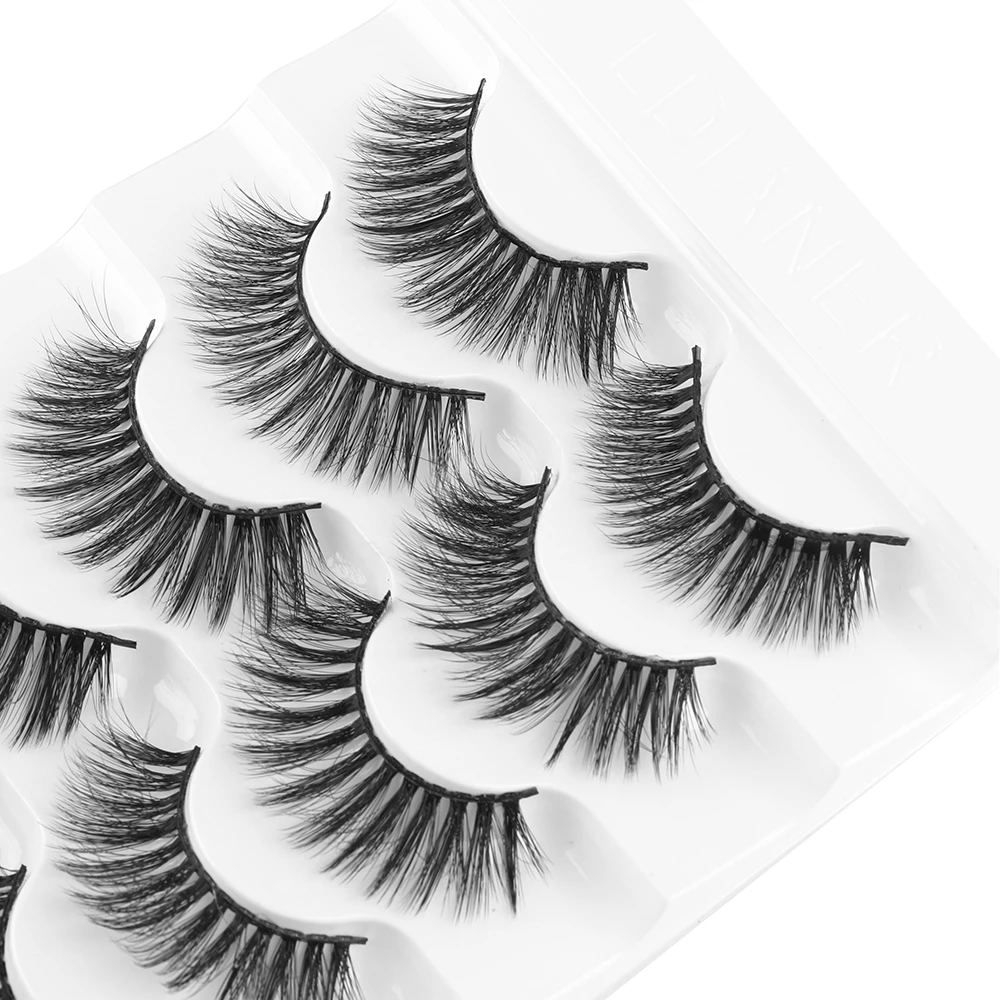 Мода 5 пар 3D Искусственные норковые накладные ресницы Wispies Fluffies Длинные Накладные ресницы из Натурального Волоса ручной работы крест-накрест Накладные ресницы