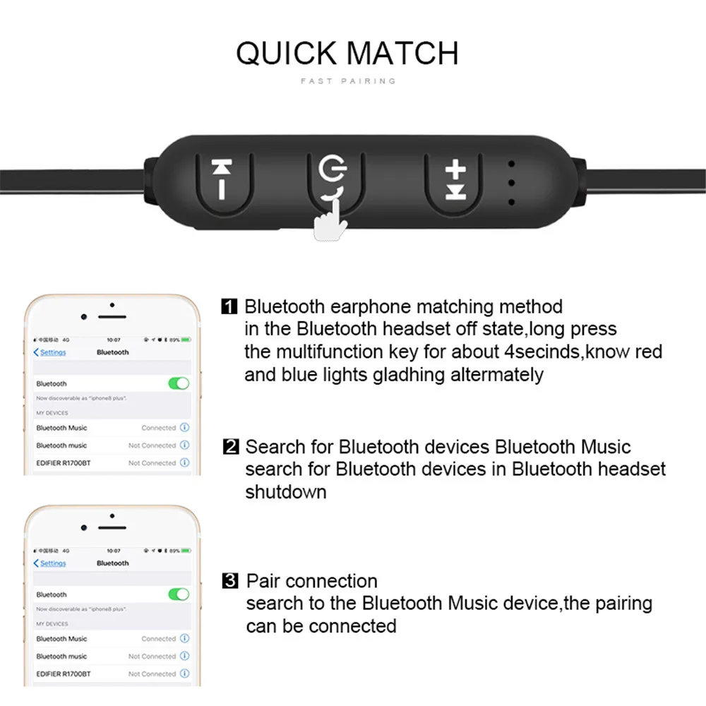Беспроводные Bluetooth наушники спортивные наушники M5 магнитные стерео супер бас гарнитура наушники с микрофоном для IPhone Android Xiaomi
