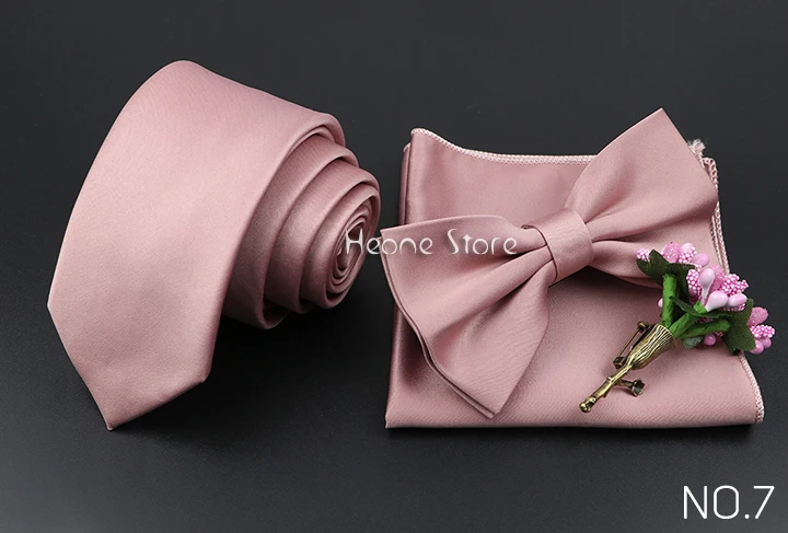 Einfarbig Krawatte Set Für Männer Salbei Grün Rosa Blume Pin Krawatte Einstecktuch Manschettenknöpfe Brosche Set Bräutigam Anzug Hochzeit Hemd Zubehör – Detail 8