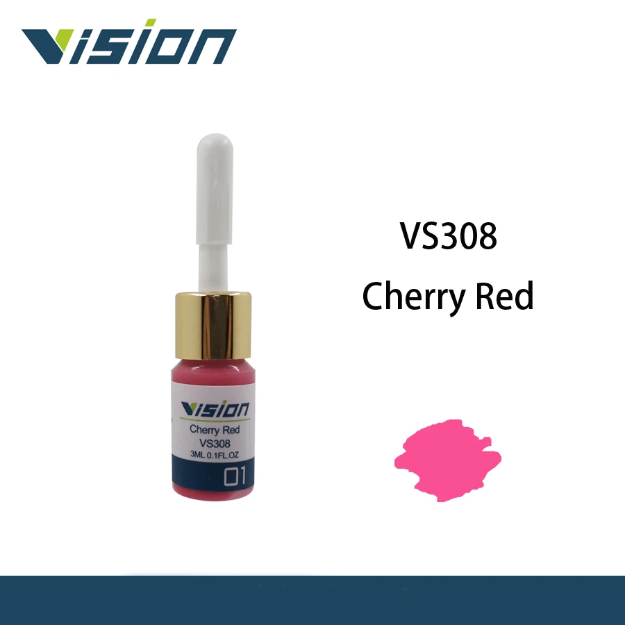 

Vision VS308Cherry red 3ml hot selling Semi-Permanent Makeup Eyebrow Ink Lip Cosmetic Color Microblading Eyebrow Tattoo