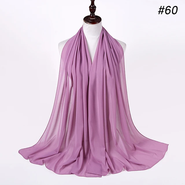 women plain bubble chiffon scarf hijab wrap printe solid color shawls headband women hijabs scarves/scarf 60 colors COLOR 60