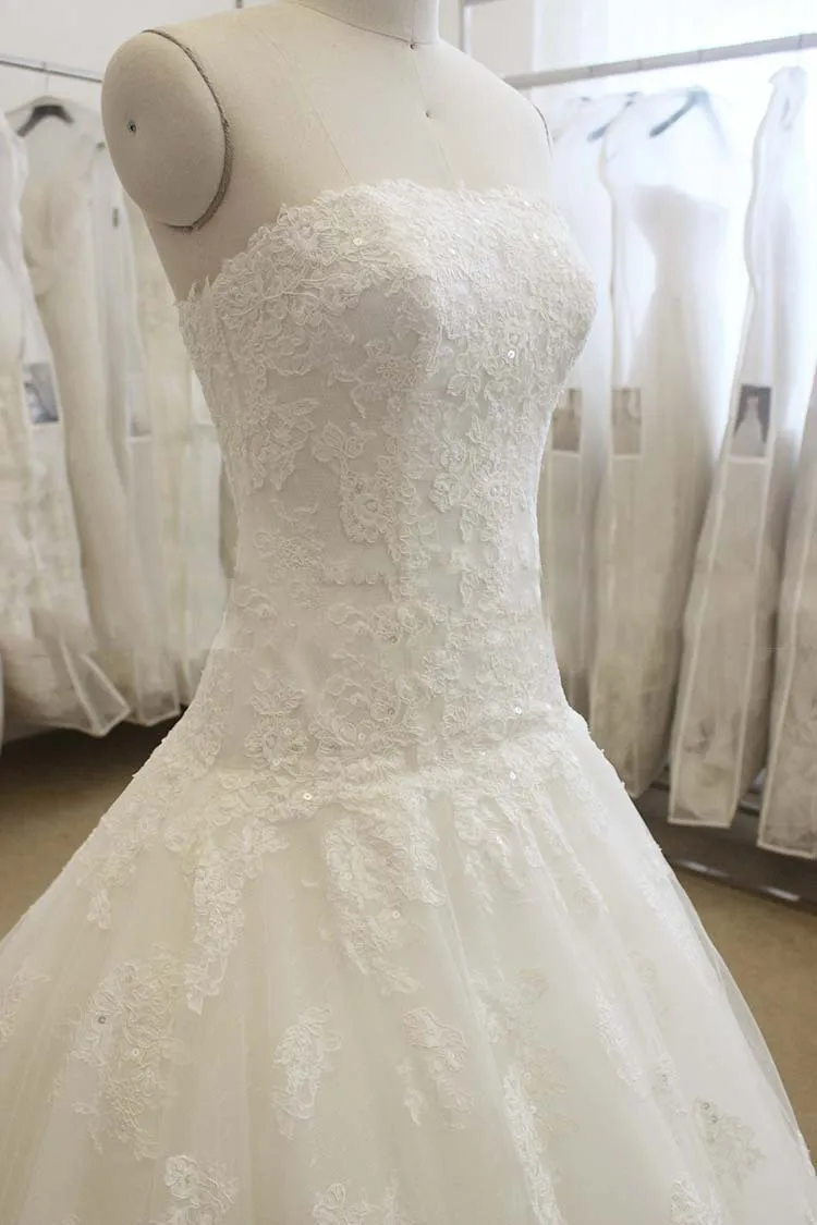 Vestido de noiva Casamento белое кружевное бальное платье без бретелек с аппликацией для невесты, платья для матери невесты