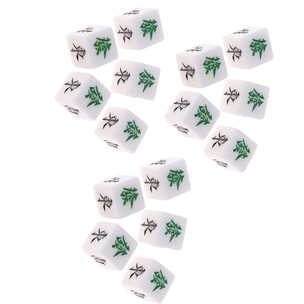 15x Mahjong Dice and Wind Acrylic Directions Dices Set 22x22x22mm