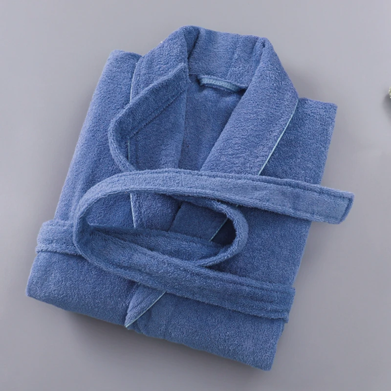 Winter Men Bath Robe Warm 100% Cotton Towe Fleecel Bathrobe Male Home Hotel Nightgown Kimono Dressing Gown Wedding Gift Winter