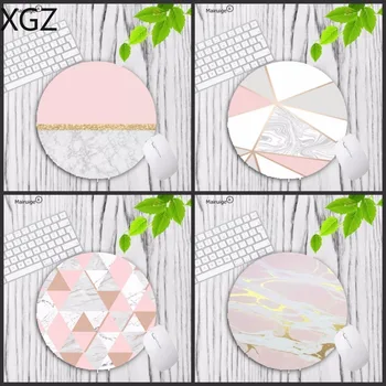 

XGZ Computer Animation Round Mouse Mat Round Mice Pad Design Modern Faux Gold Glitter Marble Unique Desktop Pad Mousepads