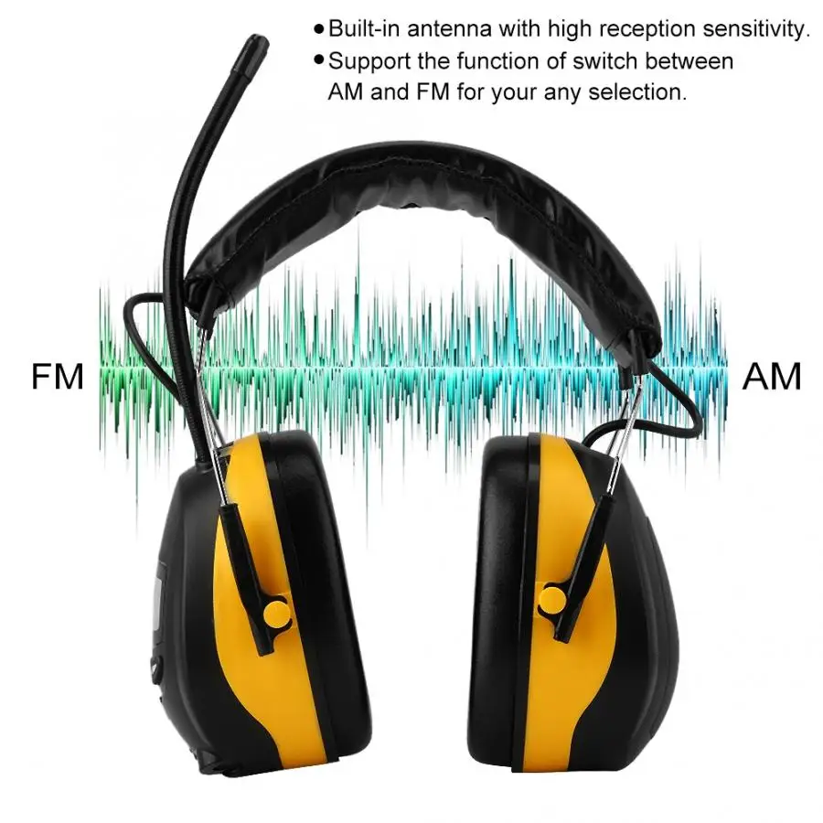 

Protear NRR 28dB AM FM Radio Protezione MP3 MP4 Electronic Hearing Ear Protector LCD Display AM/FM Radio Earmuff Yellow hot