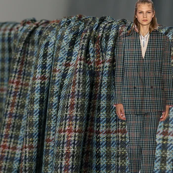 

White Waxberry England Welsh Plaid Worsted 100%Wool Garment Materials Fabrics Autumn Women Suits Jacket Sewing Cloth Freeshippin