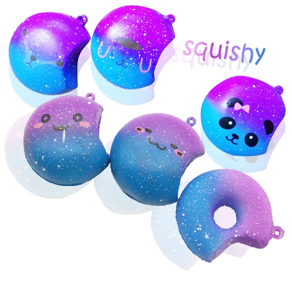 random color 4 Squishies Galaxy хлеб медленно поднимающийся мультфильм крем Ароматические игрушки для снятия стресса Звездный хлеб декомпрессионная игрушка медленное восстановление Pu игрушка - Цвет: random color 4