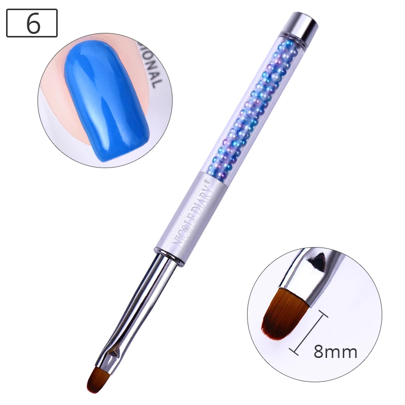 1Pc UV Gel Nail Drawing Brush Pen Gradient Liner with Rhinestone Handle Manicure Painting Tools for Nail Art Design - Цвет: Purple-06