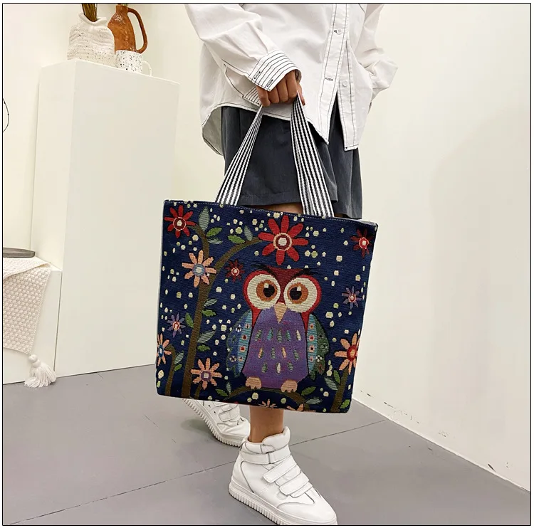 Fashion Folding Women Big Size Handbag Tote Ladies Casual Flower Printing Canvas Graffiti Shoulder Bag Beach Bolsa Feminina