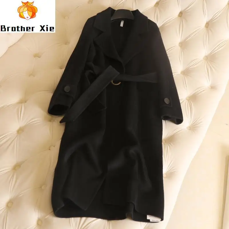 

2020 New Spring Autumn New 100% Wool Cashmere Coat Alpaca Warm Winter Coat Women Long Wool Coat Office Lady Slim Female Overcoat