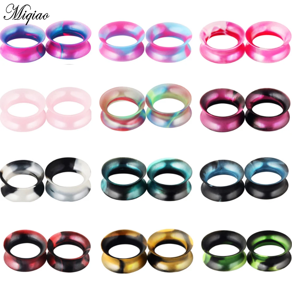 

Miqiao 2pcs Explosive Exquisite Pearl Two-color Thin Silicone Ear Expander Double Horn Ear Expander 6mm-25mm Piercing Jewelry