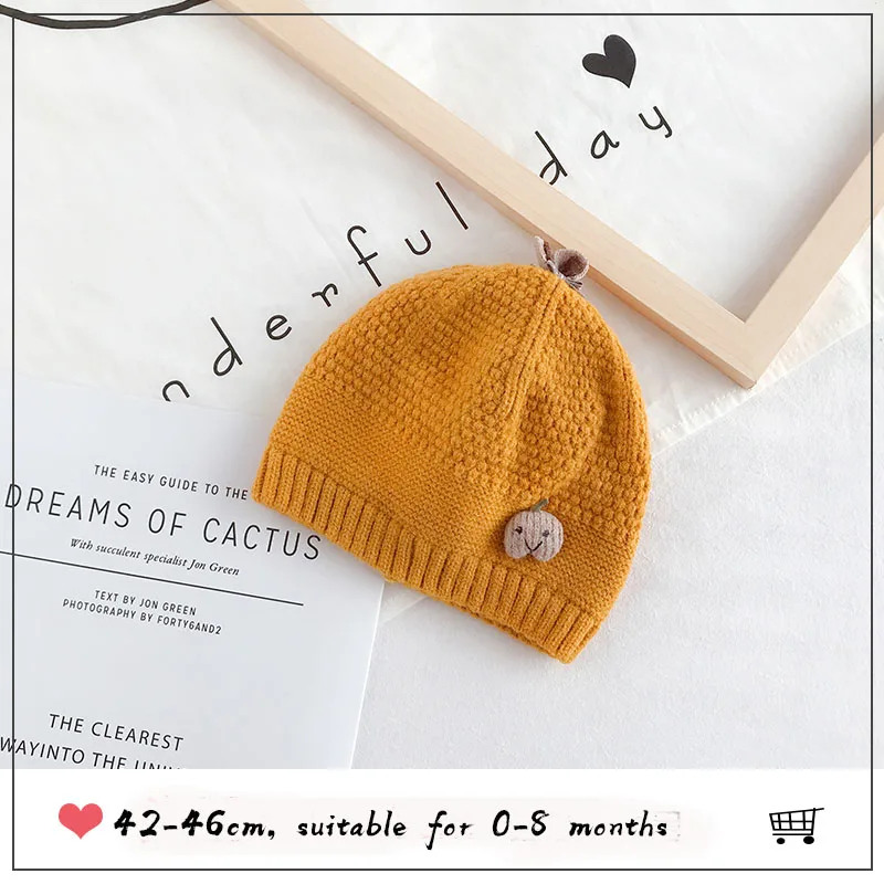 Зимние шапочки Skullies, вязаная шапочка для малыша, Детские шапочки для девочек и мальчиков, теплая шапка, одноцветная, розовая, синяя, теплая шапка для детей, шапка, шапочки - Цвет: Цвет: желтый
