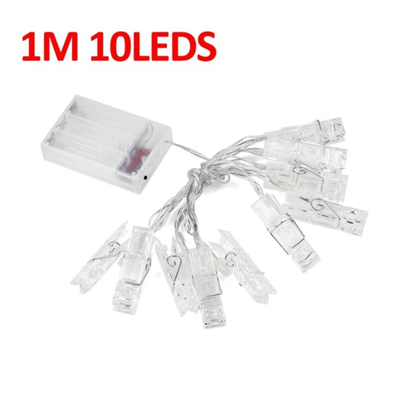 1M Photo Clip LED Батарея Мощность светодиодный Кухня светильник фото клип Рождественский гирлянды 10/20/50/100 светодиодный s медный провод Светильник для шкафа Подсветка светильник s - Цвет: 1M Photo Clip LED