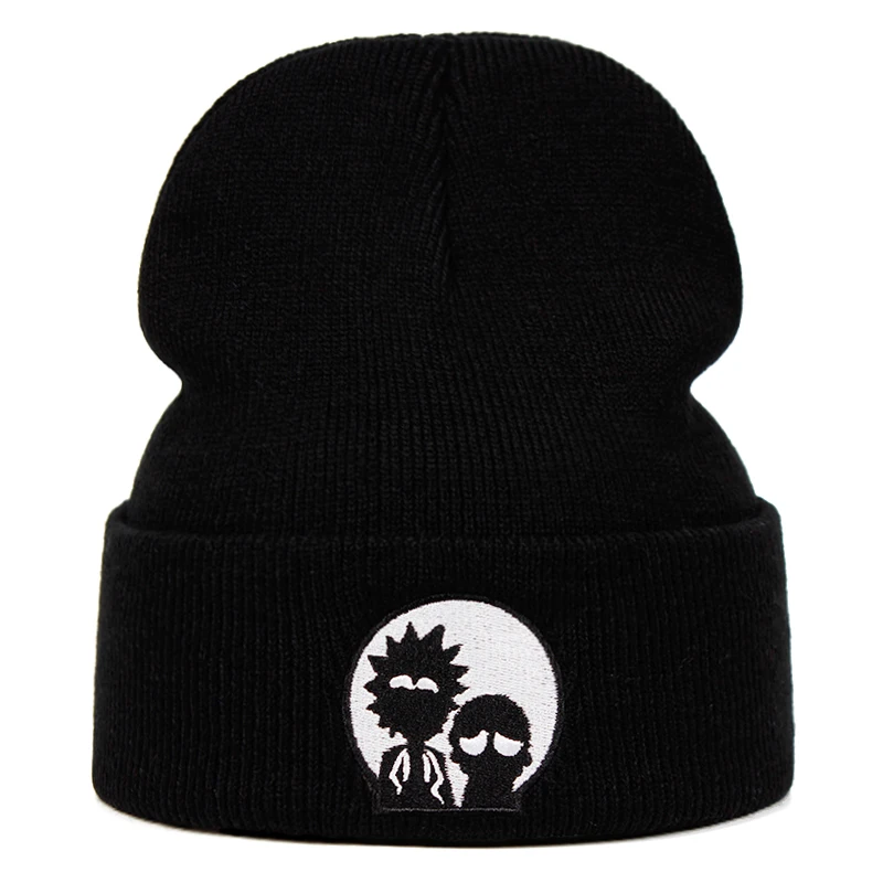 Black Rick Beanies Рик и шапка Морти эластичный бренд вышивка теплые зимние унисекс вязанные шапочки Skullies US анимация горнолыжные шапки - Цвет: Black