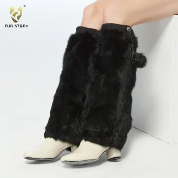 

leg warmer real rabbit fur Women's foot warmer winter accessories Christmas gift 7 colors Fur Story FS080101