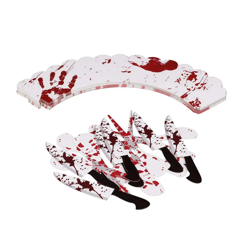 24/48pcs Halloween Cupcake Decorations Cupcake Wrapper Cupcake Toppers Liner Muffin Cases Spider Ghost Party Supplies Favors