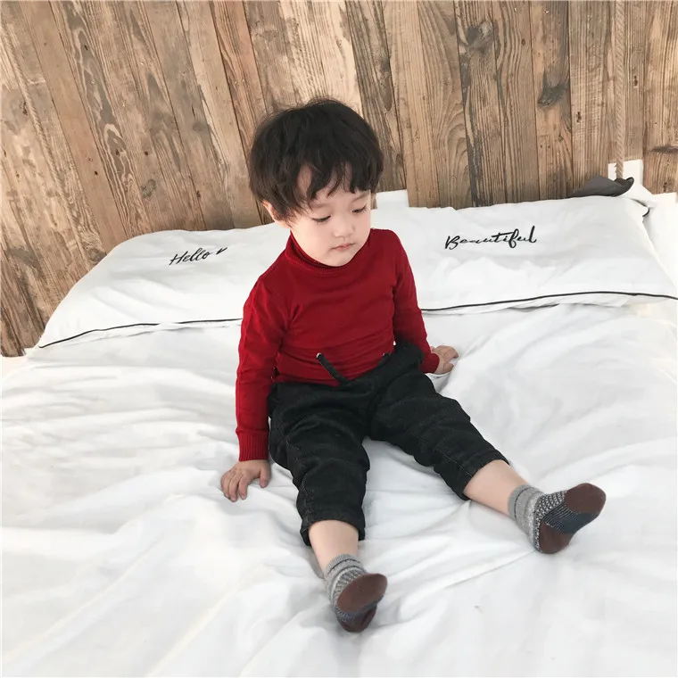 20181 Autumn And Winter New Style Childrenswear Children High Collar Knitted Sweater Base Shirt Girls Slim Fit Knitted Pullover