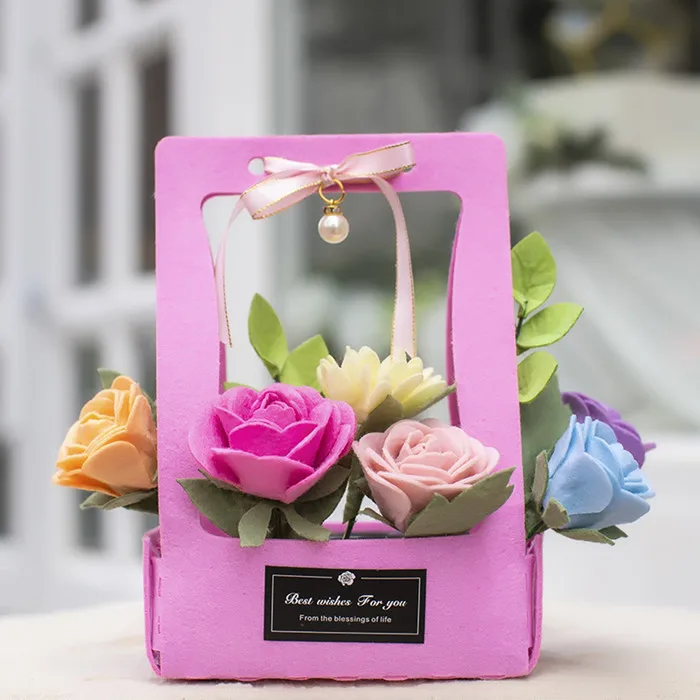 Colorful Rose Креативные 8 стилей букеты-муляжи Войлок DIY материал сумка ручной работы свободный крой искусственный цветок фельты для свадьбы украшение в римском стиле - Цвет: Colorful Rose