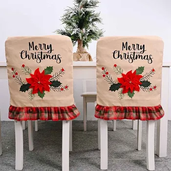 

Removable Washable Dining Room Chair Protector Linen Slipcovers Merry Christmas Decoration Home Decor Dining Room Seat Cover