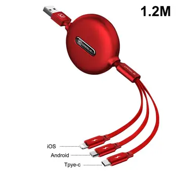 

One To Three Data Cable Multi-function Fast Charging Cable Telescopic Data Cable Telescopic Quick Charger USB Charging Cable