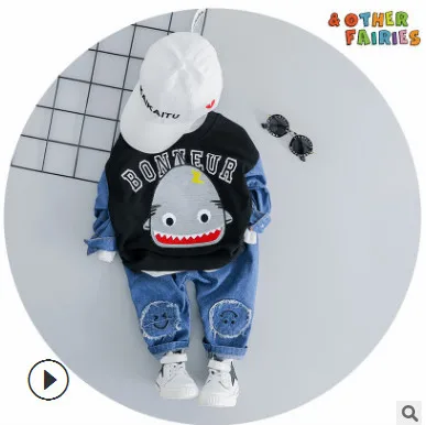 Осенний комплект спортивной одежды для мальчиков; - Цвет: Shark Black