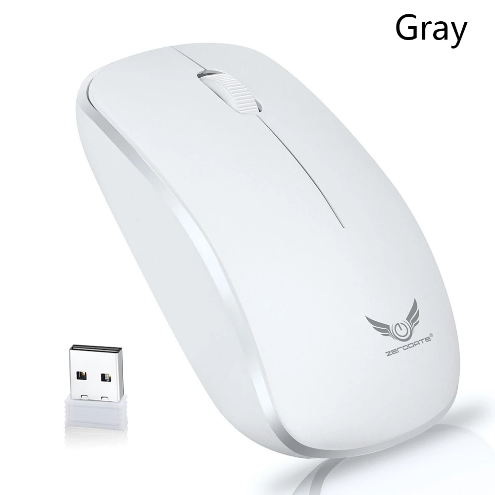 Серый ZERODATE T16 Беспроводная портативная мышь 2,4G 1600 dpi USB оптическая мышь USB приемник геймерская компьютерная мышь Мыши для ПК ноутбука - Цвет: Серый