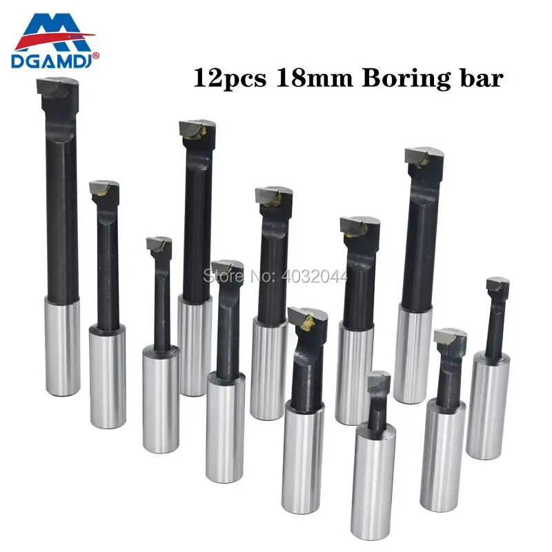 

12 Durable Carbide Shank Boring Bar Set 18mm For 3" 75mm Lathe Milling Boring Head