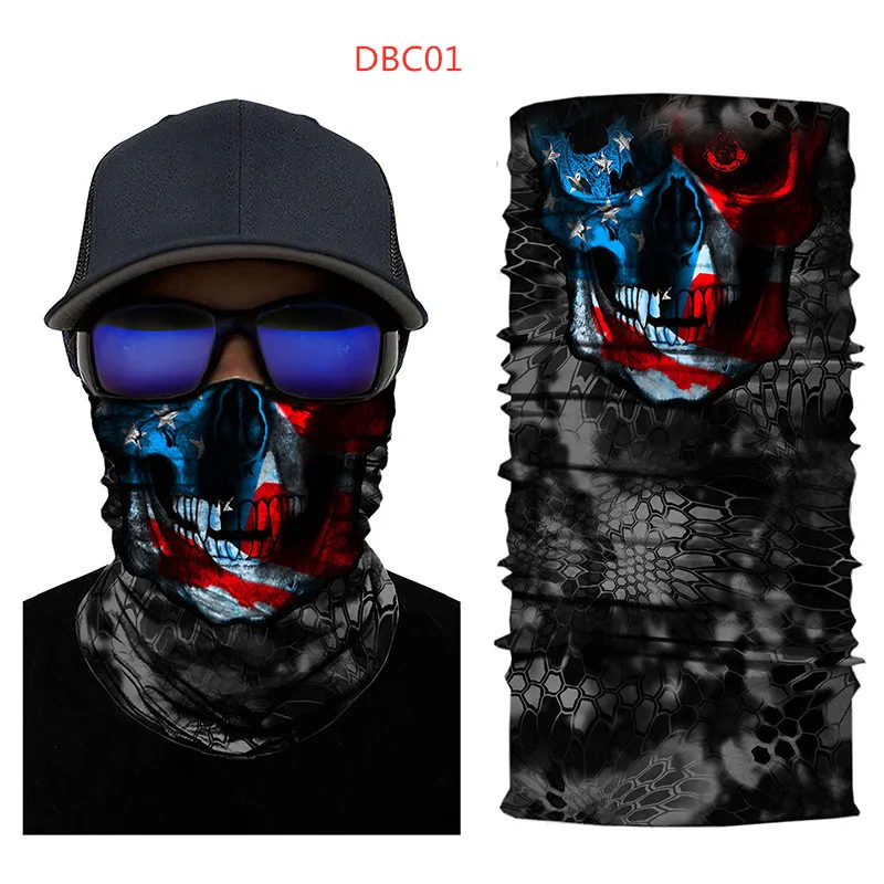 hair scarf for men Seamless Balaclava Magic Scarf Neck Face Cover Ghost Skull Skeleton Head Bandana Shield Headband Headwear Bandanas Men Bicycle black scarf mens