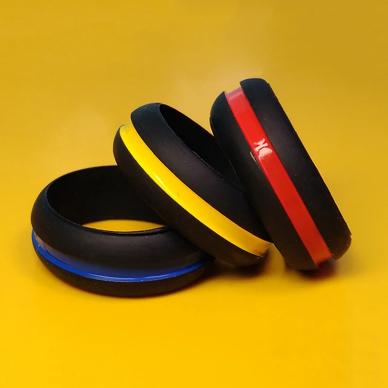 3 шт./компл. модные крутые разноцветные кольца в полоску из силиконовой резины