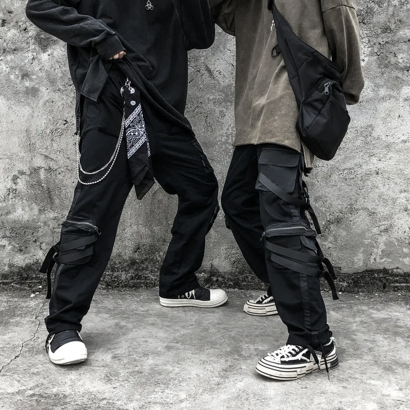 April MOMO Men Spring Autumn Cargo Pants Trousers Sweatpants Streetwear Male Casual Fashion Loose Style Hip Hop Pants Men
