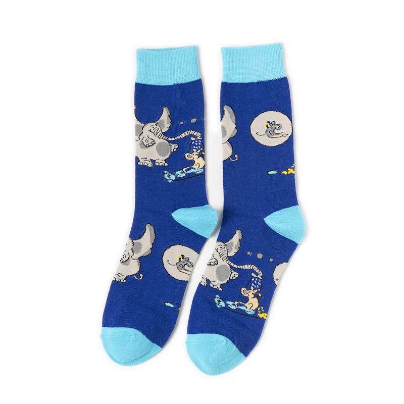 Anewmorn мужские носки в стиле ретро с принтом животных, Акула, рыба, собаки, Лев, хлопковые мужские носки, модные уличные Дышащие Короткие носки для скейтборда