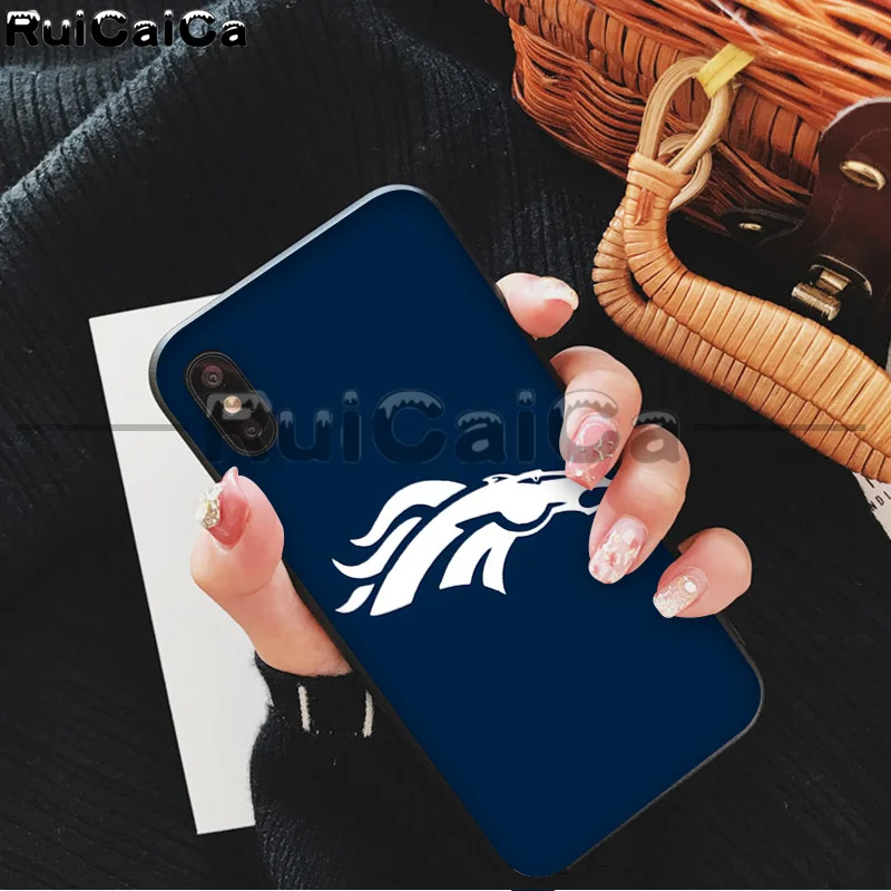 RuiCaiCa Denver Broncos Smart Cover черный мягкий чехол для iPhone X XS MAX 6 6S 7 7plus 8 8Plus 5 5S XR 11 11pro