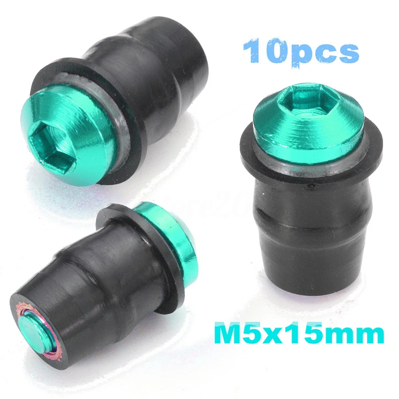 Зеленый 10 шт. M5X15mm алюминиевый Мотоцикл ветрового стекла обтекатель хорошо болт с гайкой винт высокого качества аксессуары часть подходит для автомобилей - Название цвета: Зеленый