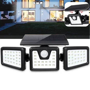 

70 LED Solar Lamp Three-Head Solar Motion Sensor Wall Lamp for Home Garden Decoration Outdoor Security Lighting Street Light