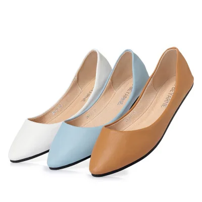 

2019 Spring Liner Pigskin Breathable Pointed-Toe Flat Top Shoes Soft Bottom Soft Surface Comfortable Flat Heel Simple Shoes WOME