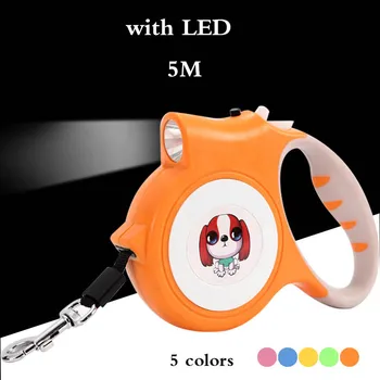 

5M Retractable Dog Leash Automatic Flexible Dog Puppy Cat Traction Rope Belt Dog Leash with LED Detachable Flashlight Dogs Leash