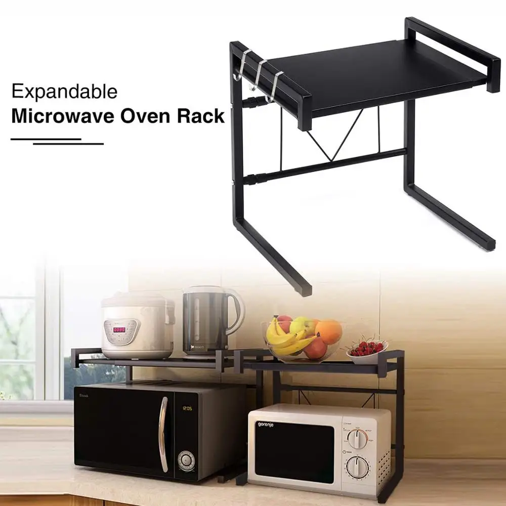 Estante de almacenamiento de cocina, soporte para microondas, organizador  de microondas, estante para horno, estante de cocina (color negro)