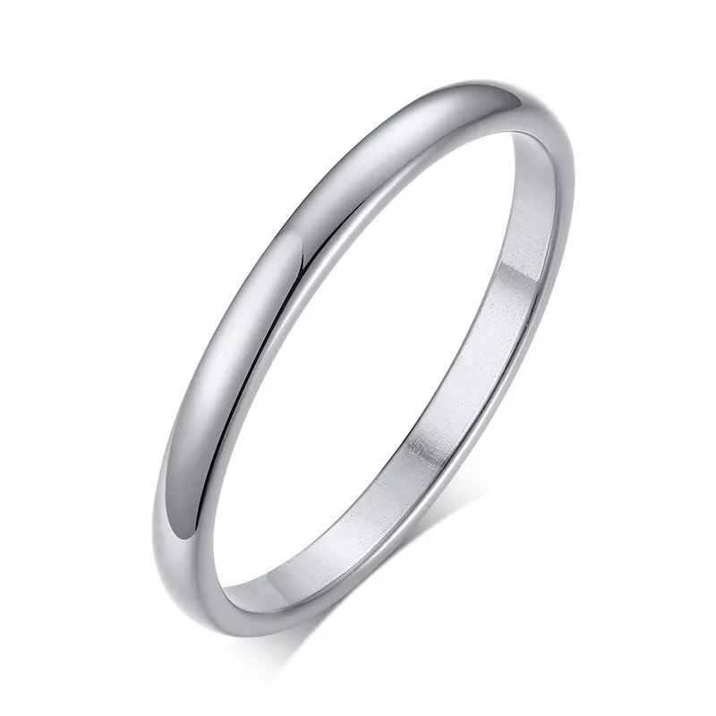 2MM Thin Classic Dome Ring Stainless Steel Wedding Band for Men Women Stacking Rings Comfort Fit Domed Polished wedding rings finger rings jewelry rings ring jewelry couple rings