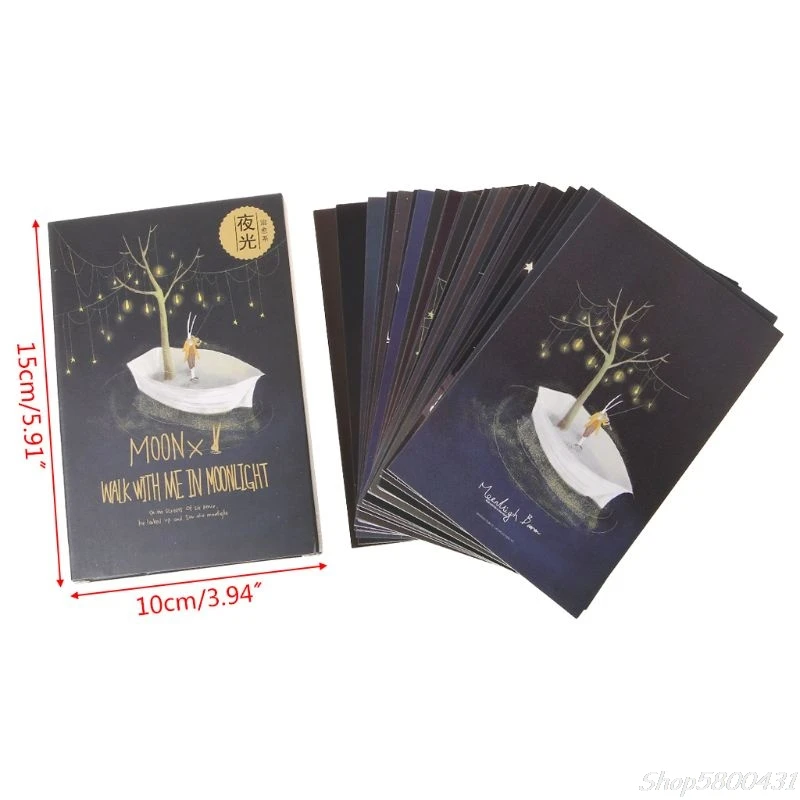 30pcs Vintage Luminous Postcard Glow In The Dark Moon Light Greeting Post Card Novelty Xmas Cards Gift O21 20 Dropship | Канцтовары для