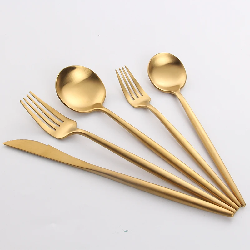 5Pcs-Black-Gold-Steel-Cutlery-Set-Knives-Forks-Spoons-Western-Dinnerware-Set-top-grade-cutlery-Stainles