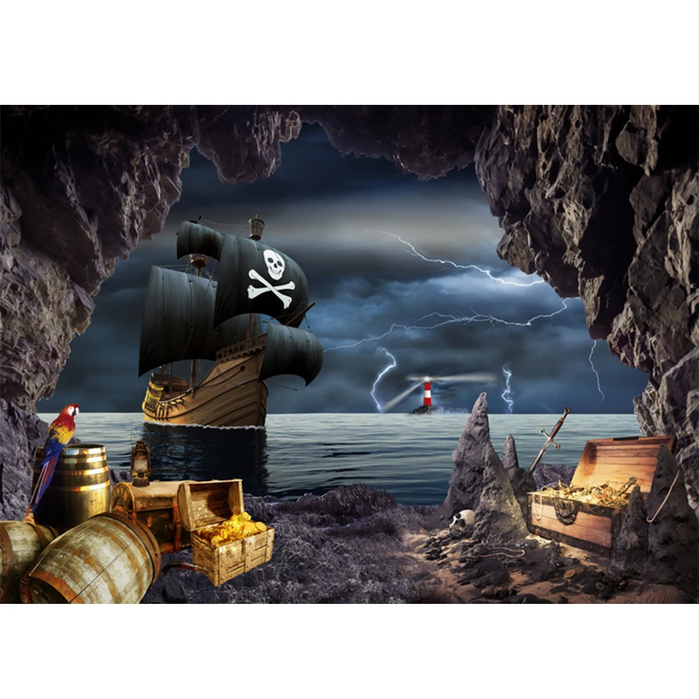 

Pirate Ship Theme Birthday Party Decor Photo Background Treasure Boy Birthday Party Banner Photography Backdrops