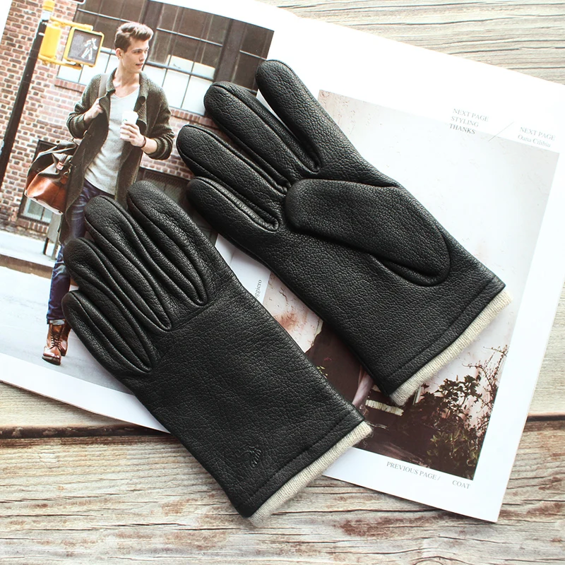 New men's deerskin gloves leather fashion bow-shaped retro autumn and winter driving and riding motorcycle warm gloves New men's deerskin gloves leather fashion bow-shaped retro autumn and winter driving and riding motorcycle warm gloves